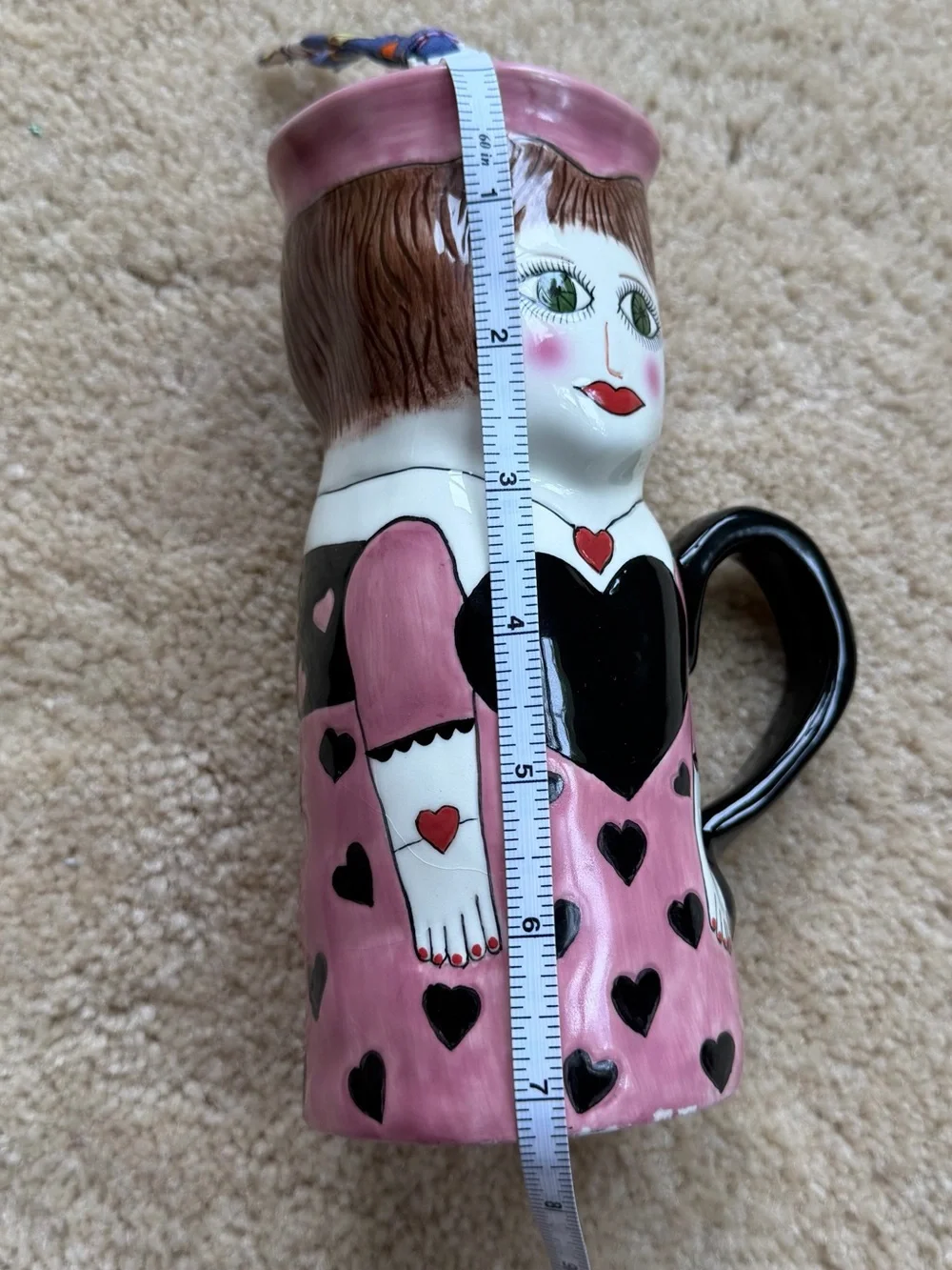 NWT Susan Paley by Ganz “Caitlin” Pink Black Hearts Ceramic Vase